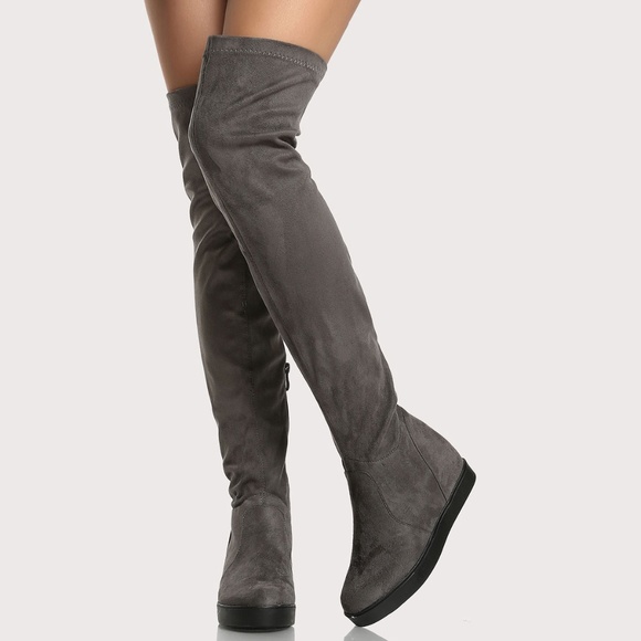 NEW🔥Over The Knee Hidden Wedge Heel Sneaker Boot - Picture 3 of 4